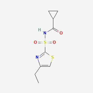 molecular formula C9H12N2O3S2 B7239258 N-[(4-ethyl-1,3-thiazol-2-yl)sulfonyl]cyclopropanecarboxamide 