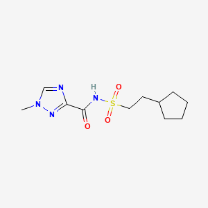 molecular formula C11H18N4O3S B7239297 N-(2-cyclopentylethylsulfonyl)-1-methyl-1,2,4-triazole-3-carboxamide 