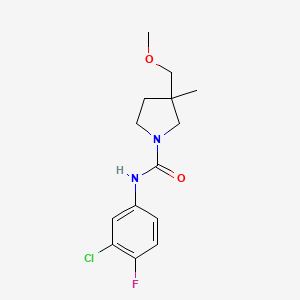 molecular formula C14H18ClFN2O2 B7239327 N-(3-chloro-4-fluorophenyl)-3-(methoxymethyl)-3-methylpyrrolidine-1-carboxamide 