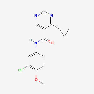 molecular formula C15H14ClN3O2 B7239335 N-(3-chloro-4-methoxyphenyl)-4-cyclopropylpyrimidine-5-carboxamide 