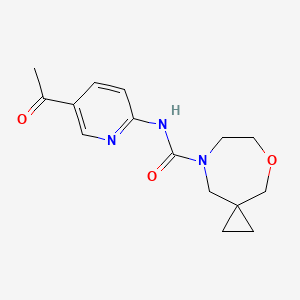 molecular formula C15H19N3O3 B7239364 N-(5-acetylpyridin-2-yl)-5-oxa-8-azaspiro[2.6]nonane-8-carboxamide 