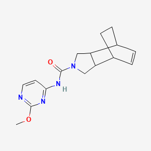molecular formula C16H20N4O2 B7239375 N-(2-methoxypyrimidin-4-yl)-4-azatricyclo[5.2.2.02,6]undec-8-ene-4-carboxamide 
