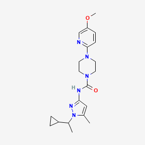 molecular formula C20H28N6O2 B7239381 N-[1-(1-cyclopropylethyl)-5-methylpyrazol-3-yl]-4-(5-methoxypyridin-2-yl)piperazine-1-carboxamide 
