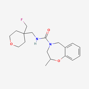 molecular formula C18H25FN2O3 B7239412 N-[[4-(fluoromethyl)oxan-4-yl]methyl]-2-methyl-3,5-dihydro-2H-1,4-benzoxazepine-4-carboxamide 