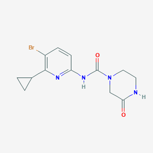 molecular formula C13H15BrN4O2 B7239441 N-(5-bromo-6-cyclopropylpyridin-2-yl)-3-oxopiperazine-1-carboxamide 