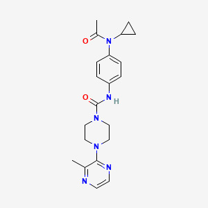 molecular formula C21H26N6O2 B7239495 N-[4-[acetyl(cyclopropyl)amino]phenyl]-4-(3-methylpyrazin-2-yl)piperazine-1-carboxamide 