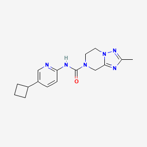 molecular formula C16H20N6O B7239511 N-(5-cyclobutylpyridin-2-yl)-2-methyl-6,8-dihydro-5H-[1,2,4]triazolo[1,5-a]pyrazine-7-carboxamide 