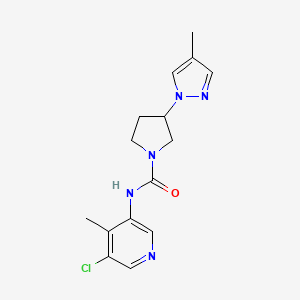 molecular formula C15H18ClN5O B7239524 N-(5-chloro-4-methylpyridin-3-yl)-3-(4-methylpyrazol-1-yl)pyrrolidine-1-carboxamide 