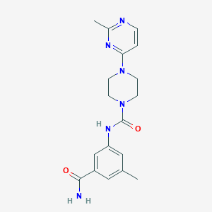 molecular formula C18H22N6O2 B7239548 N-(3-carbamoyl-5-methylphenyl)-4-(2-methylpyrimidin-4-yl)piperazine-1-carboxamide 