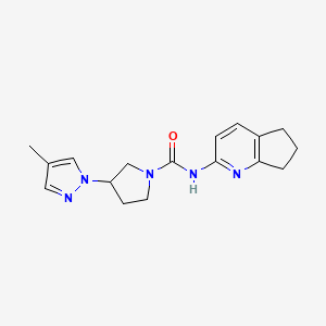molecular formula C17H21N5O B7239621 N-(6,7-dihydro-5H-cyclopenta[b]pyridin-2-yl)-3-(4-methylpyrazol-1-yl)pyrrolidine-1-carboxamide 