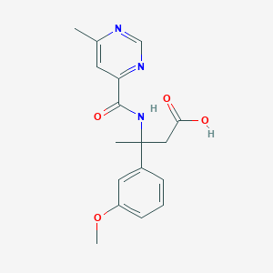 molecular formula C17H19N3O4 B7239656 3-(3-Methoxyphenyl)-3-[(6-methylpyrimidine-4-carbonyl)amino]butanoic acid 