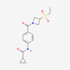 molecular formula C16H20N2O4S B7239771 N-[4-(3-ethylsulfonylazetidine-1-carbonyl)phenyl]cyclopropanecarboxamide 