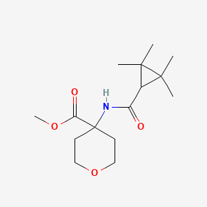 molecular formula C15H25NO4 B7239843 Methyl 4-[(2,2,3,3-tetramethylcyclopropanecarbonyl)amino]oxane-4-carboxylate 