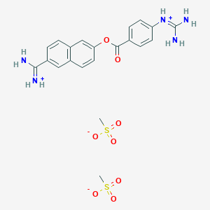 molecular formula C₁₉H₁₇N₅O₂.2CH₄O₃S B000724 Nafamostat mesylate CAS No. 82956-11-4