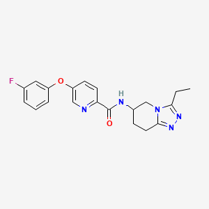 molecular formula C20H20FN5O2 B7240284 N-(3-ethyl-5,6,7,8-tetrahydro-[1,2,4]triazolo[4,3-a]pyridin-6-yl)-5-(3-fluorophenoxy)pyridine-2-carboxamide 