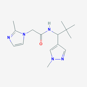 molecular formula C15H23N5O B7240335 N-[2,2-dimethyl-1-(1-methylpyrazol-4-yl)propyl]-2-(2-methylimidazol-1-yl)acetamide 