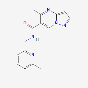 molecular formula C16H17N5O B7240433 N-[(5,6-dimethylpyridin-2-yl)methyl]-5-methylpyrazolo[1,5-a]pyrimidine-6-carboxamide 