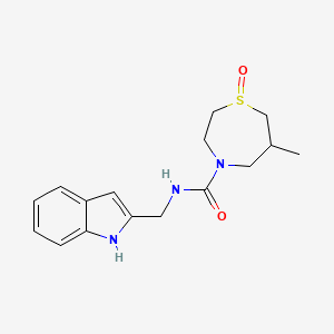 molecular formula C16H21N3O2S B7240445 N-(1H-indol-2-ylmethyl)-6-methyl-1-oxo-1,4-thiazepane-4-carboxamide 