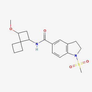molecular formula C18H24N2O4S B7240477 N-(3-methoxyspiro[3.3]heptan-1-yl)-1-methylsulfonyl-2,3-dihydroindole-5-carboxamide 