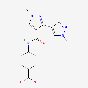 molecular formula C16H21F2N5O B7240497 N-[4-(difluoromethyl)cyclohexyl]-1-methyl-3-(1-methylpyrazol-4-yl)pyrazole-4-carboxamide 