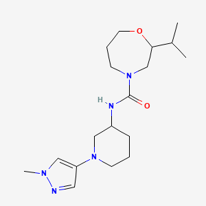 molecular formula C18H31N5O2 B7240579 N-[1-(1-methylpyrazol-4-yl)piperidin-3-yl]-2-propan-2-yl-1,4-oxazepane-4-carboxamide 