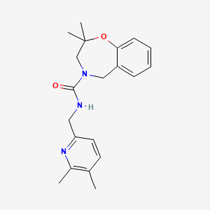molecular formula C20H25N3O2 B7240677 N-[(5,6-dimethylpyridin-2-yl)methyl]-2,2-dimethyl-3,5-dihydro-1,4-benzoxazepine-4-carboxamide 
