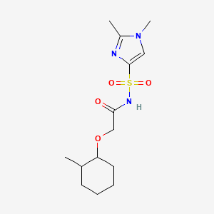 molecular formula C14H23N3O4S B7240809 N-(1,2-dimethylimidazol-4-yl)sulfonyl-2-(2-methylcyclohexyl)oxyacetamide 