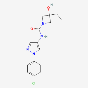 molecular formula C15H17ClN4O2 B7240836 N-[1-(4-chlorophenyl)pyrazol-4-yl]-3-ethyl-3-hydroxyazetidine-1-carboxamide 