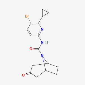 molecular formula C16H18BrN3O2 B7240897 N-(5-bromo-6-cyclopropylpyridin-2-yl)-3-oxo-8-azabicyclo[3.2.1]octane-8-carboxamide 