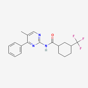 molecular formula C19H20F3N3O B7241003 N-(5-methyl-4-phenylpyrimidin-2-yl)-3-(trifluoromethyl)cyclohexane-1-carboxamide 