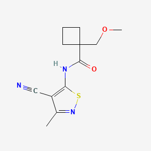 molecular formula C12H15N3O2S B7241034 N-(4-cyano-3-methyl-1,2-thiazol-5-yl)-1-(methoxymethyl)cyclobutane-1-carboxamide 