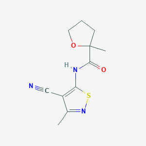 molecular formula C11H13N3O2S B7241042 N-(4-cyano-3-methyl-1,2-thiazol-5-yl)-2-methyloxolane-2-carboxamide 