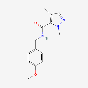 molecular formula C14H17N3O2 B7241175 N-[(4-methoxyphenyl)methyl]-2,4-dimethylpyrazole-3-carboxamide 