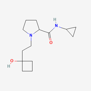 molecular formula C14H24N2O2 B7241199 N-cyclopropyl-1-[2-(1-hydroxycyclobutyl)ethyl]pyrrolidine-2-carboxamide 