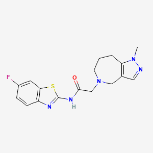 molecular formula C17H18FN5OS B7241356 N-(6-fluoro-1,3-benzothiazol-2-yl)-2-(1-methyl-4,6,7,8-tetrahydropyrazolo[4,3-c]azepin-5-yl)acetamide 