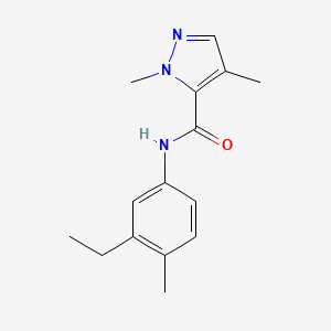 molecular formula C15H19N3O B7241438 N-(3-ethyl-4-methylphenyl)-2,4-dimethylpyrazole-3-carboxamide 