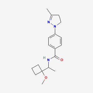 molecular formula C18H25N3O2 B7241731 N-[1-(1-methoxycyclobutyl)ethyl]-4-(5-methyl-3,4-dihydropyrazol-2-yl)benzamide 
