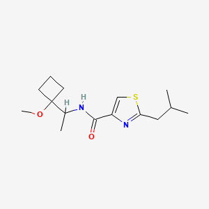 molecular formula C15H24N2O2S B7241734 N-[1-(1-methoxycyclobutyl)ethyl]-2-(2-methylpropyl)-1,3-thiazole-4-carboxamide 