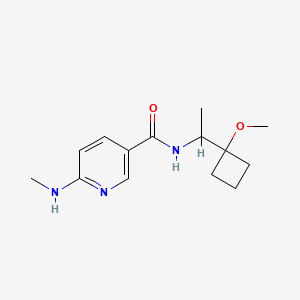 molecular formula C14H21N3O2 B7241771 N-[1-(1-methoxycyclobutyl)ethyl]-6-(methylamino)pyridine-3-carboxamide 