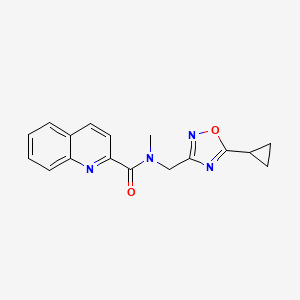 molecular formula C17H16N4O2 B7241909 N-[(5-cyclopropyl-1,2,4-oxadiazol-3-yl)methyl]-N-methylquinoline-2-carboxamide 