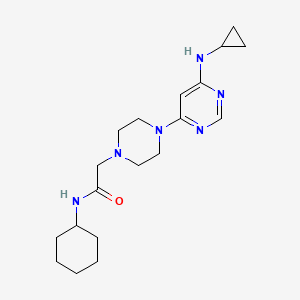 molecular formula C19H30N6O B7242051 N-cyclohexyl-2-[4-[6-(cyclopropylamino)pyrimidin-4-yl]piperazin-1-yl]acetamide 