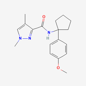 molecular formula C18H23N3O2 B7242198 N-[1-(4-methoxyphenyl)cyclopentyl]-1,4-dimethylpyrazole-3-carboxamide 