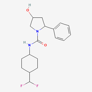 molecular formula C18H24F2N2O2 B7242304 N-[4-(difluoromethyl)cyclohexyl]-4-hydroxy-2-phenylpyrrolidine-1-carboxamide 