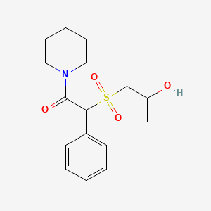 molecular formula C16H23NO4S B7242519 2-(2-Hydroxypropylsulfonyl)-2-phenyl-1-piperidin-1-ylethanone 