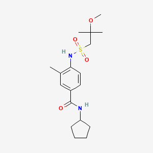 molecular formula C18H28N2O4S B7242574 N-cyclopentyl-4-[(2-methoxy-2-methylpropyl)sulfonylamino]-3-methylbenzamide 
