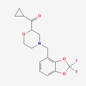 molecular formula C16H17F2NO4 B7242633 Cyclopropyl-[4-[(2,2-difluoro-1,3-benzodioxol-4-yl)methyl]morpholin-2-yl]methanone 