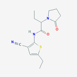 molecular formula C15H19N3O2S B7242723 N-(3-cyano-5-ethylthiophen-2-yl)-2-(2-oxopyrrolidin-1-yl)butanamide 