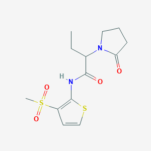 molecular formula C13H18N2O4S2 B7242753 N-(3-methylsulfonylthiophen-2-yl)-2-(2-oxopyrrolidin-1-yl)butanamide 