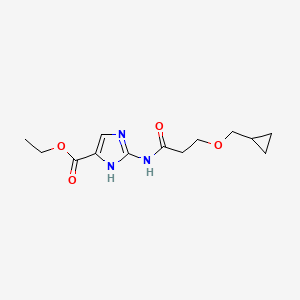 molecular formula C13H19N3O4 B7242794 ethyl 2-[3-(cyclopropylmethoxy)propanoylamino]-1H-imidazole-5-carboxylate 
