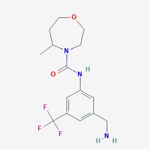 molecular formula C15H20F3N3O2 B7242825 N-[3-(aminomethyl)-5-(trifluoromethyl)phenyl]-5-methyl-1,4-oxazepane-4-carboxamide 